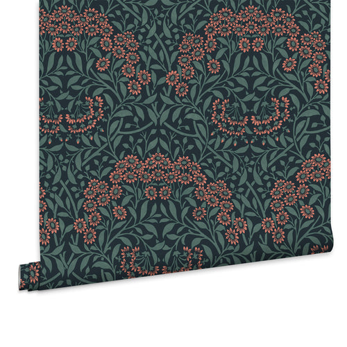 William Morris at Home Vliesbehang - Michaelmas Daisy Midnight