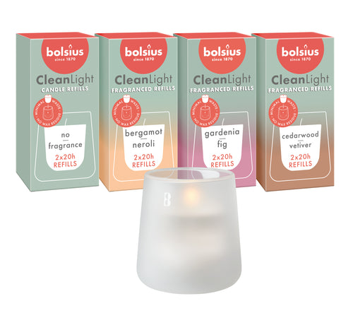 Bolsius houder en navulbare geurkaarsen CleanLight - wit - vtwonen shop