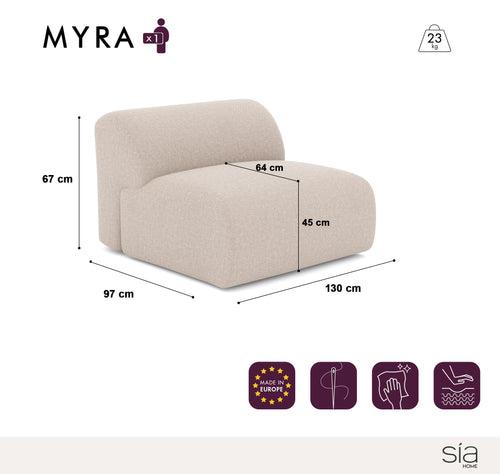 Sia Home - Fauteuils MYRA - Fluweel met structuur - Crème - 75cm - vtwonen shop