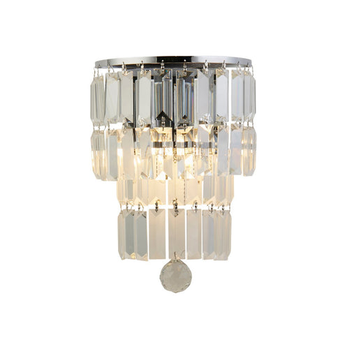 Searchlight Empire 2-lichts wandlamp, chroom met helder kristal