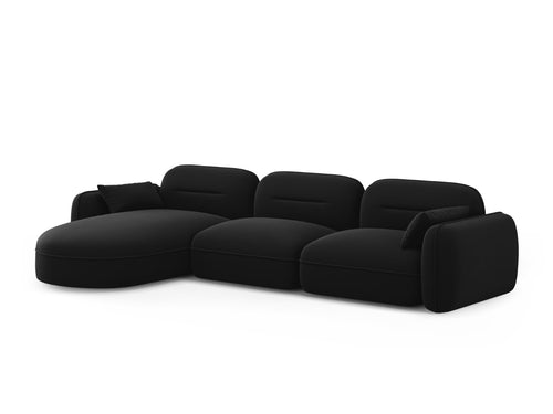 Cosmopolitan Design Modulaire hoekbank links Sydney 4-zits, flueel, zwart - 165x320x70cm