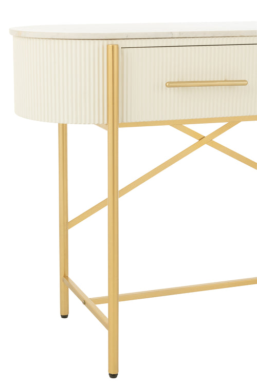 J-Line console Marmer - hout/metaal - wit/goud