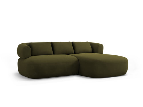 Micadoni rechter hoekbank Jenny 5-zits, flueel groente - 145x200x73cm