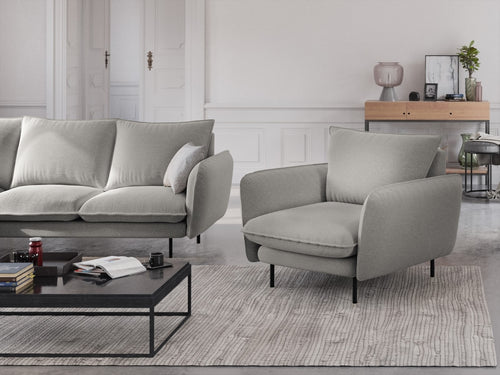 Cosmopolitan Design Fauteuil Vienna structurele stof, lichtgrijs - 94x97x95cm