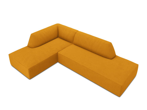 Micadoni linker hoekbank Ruby 4-zits, ribfluwelen, geel - 180x273x69cm