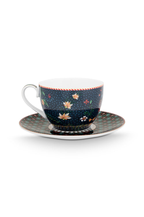 Pip Studio - Berry Blues - Set van 2 Koppen en Schotels - Koffiekopjes - 300ml