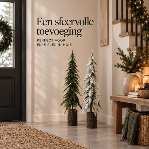 Mica Decorations Decoratieboom Groen Frosted - Kerstboom met Frosted Sneeuwlook - Kerstversiering voor Kleinere Ruimtes - Kunstboom Sfeermaker - H95 x