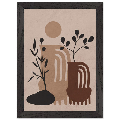 Artfulprints Poster met Lijst Boho – Clay forms   - A4 21x29.7 cm - Bruin
