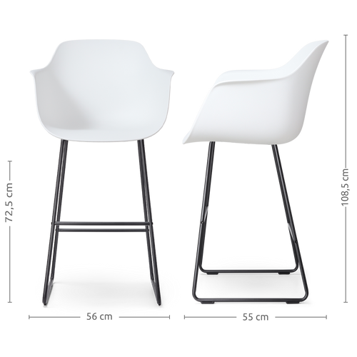 Nolon Nino-Puk barkruk wit - zwart onderstel - 75 cm - set van 2