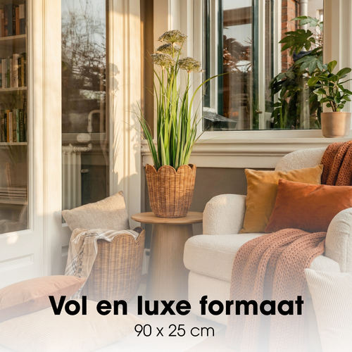 Mica Decorations Engelwortel – Kunstgras in Pot – Realistische Nepplant Woondecoratie – Kunstplanten voor Binnen en Buiten – H90 x Ø25 cm – Groen,