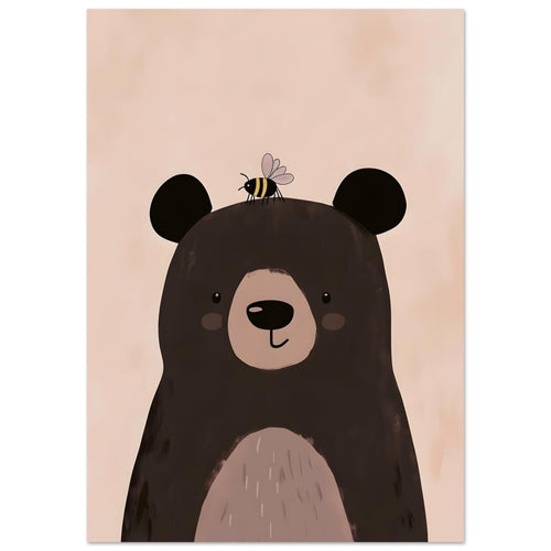 Artfulprints  Donkere beer   poster A4 21x29.7 cm - vtwonen shop