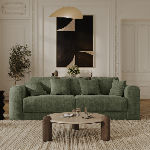 Sia Home - Slaapbank met opbergruimte, notenhout RIO - kruisbinding vintage groen 250cm