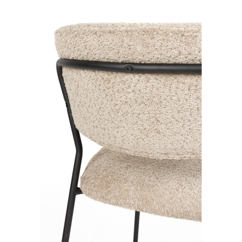 Housecraft Living Jolien Eetkamerstoelen Zwart/Beige Bouclé - Set van 2