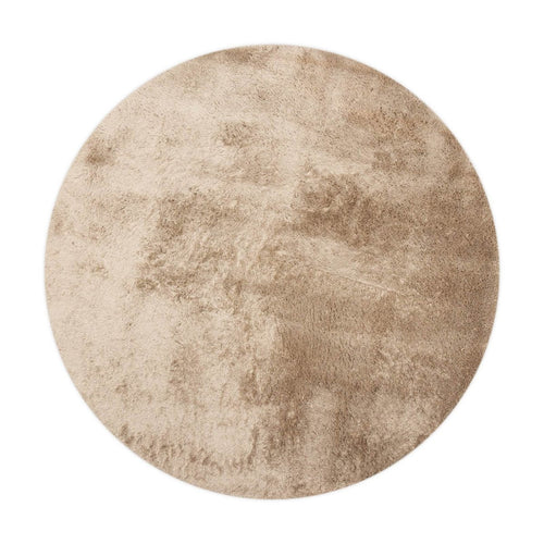 Rond hoogpolig vloerkleed Odelia bruin/taupe - Interieur05 - 160 x 160 cm - vtwonen shop