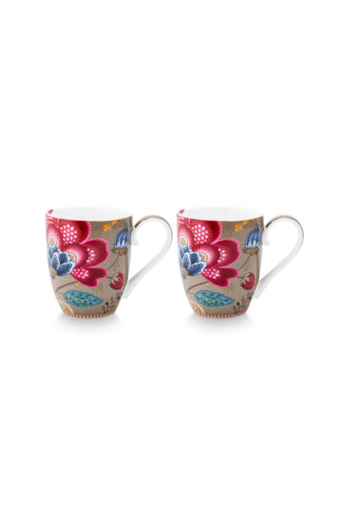 Pip Studio Mokken - Blooming Tales - Khaki - 450ml - Set van 2