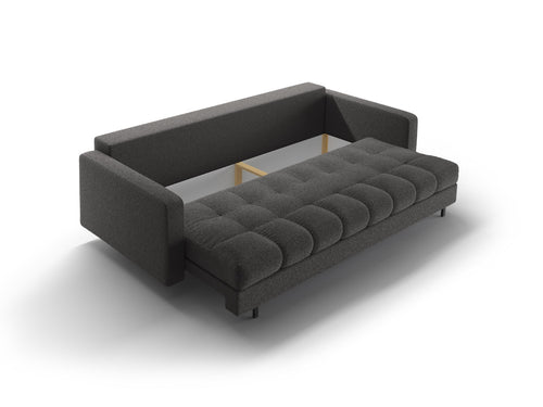 Cosmopolitan Design Slaapbank met opbergdoos Bali 3-zits, boucle donkergrijs - 84x222x105cm