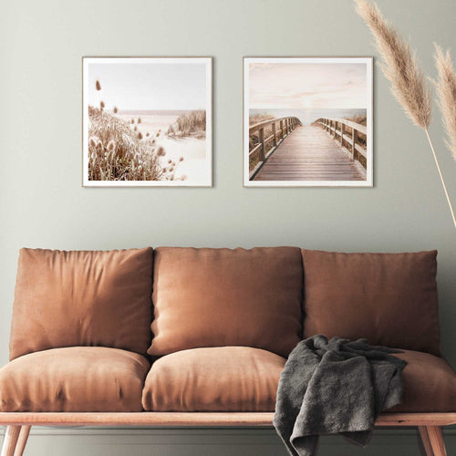 Reinders Beach Walk schilderijen set -  beige - woonkamer - 50x50cm