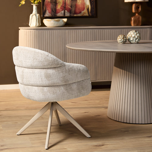 Starfurn Eetkamerstoel Bella - Off White/Beige - Draaibaar - Set van 2