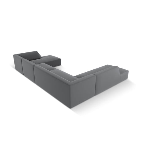 Cosmopolitan Design - Modulaire panoramische hoekbank links Siena 7-zits, imitatieleer donkergrijs - 273x366x69cm