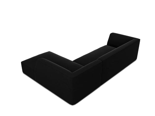 Micadoni rechter hoekbank Ruby 4-zits, flueel, zwart - 180x273x69cm