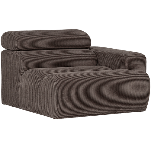 WOOOD 1-zits element bank arm links Novi - Ribstof - Grijsbruin - 86x109x113