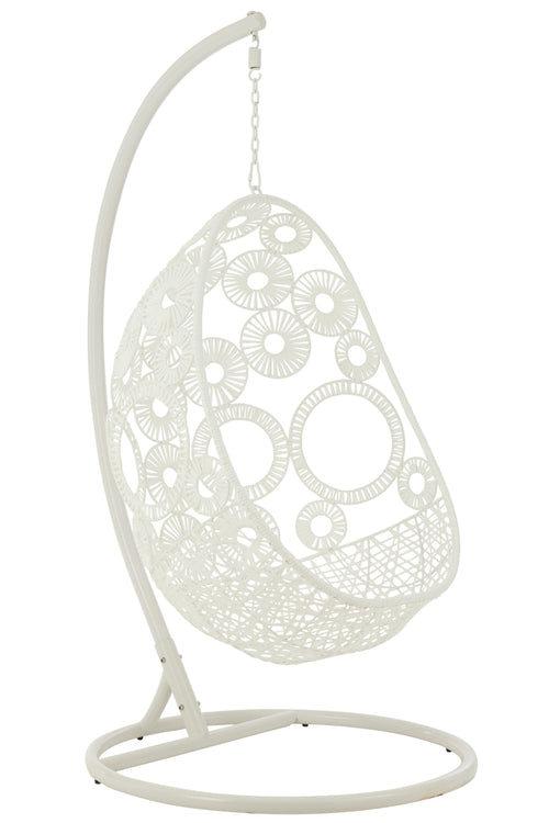 J-Line hangstoel + kussens Bula - metaal/riet - wit - vtwonen shop