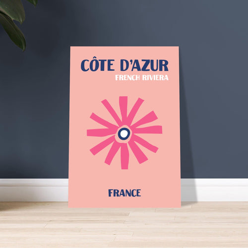 Artfulprints Poster met Lijst Frankrijk - Cote d'Azur   - 50x70 cm - Roze