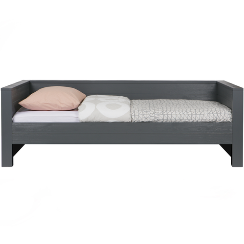 WOOOD bedbank excl. lade Dennis - Grenen - Staal Grijs - 219x73x101 - vtwonen shop