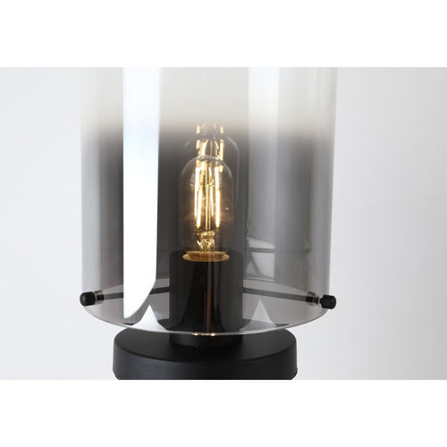 Searchlight Sweden 1-lichts tafellamp, matzwart metaal met gerookt ombre-glas