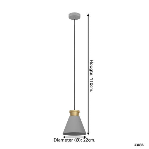 EGLO hanglamp Twicken - e27 - ø 22 cm - grijs/goud -staal - vtwonen shop