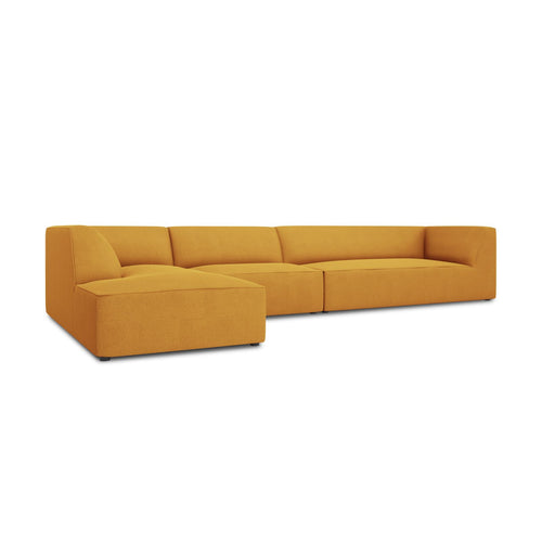 Cosmopolitan Design - Modulaire hoekbank links Siena 5-zits, structurele stof geel - 180x366x69cm
