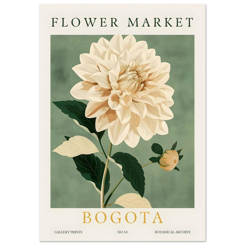 Artfulprints Poster met Lijst Flower market - Bogota   - 30x40 cm - Groen