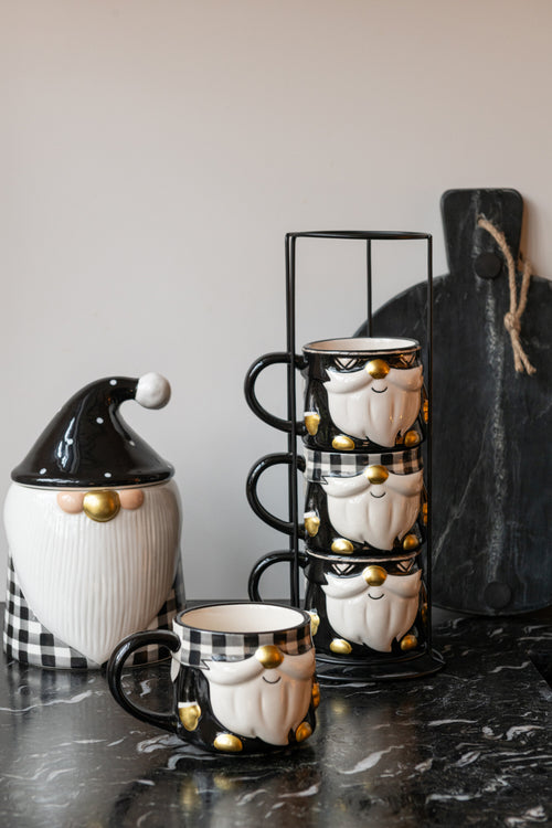 J-Line voorraadpot Kerstman Dolomiet - keramiek - zwart/wit - vtwonen shop