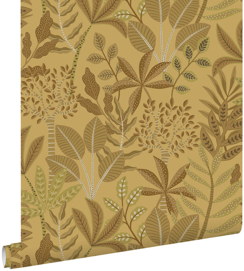 ESTAhome behang bladeren donker geel - 50 x 900 cm - 139814 - vtwonen shop