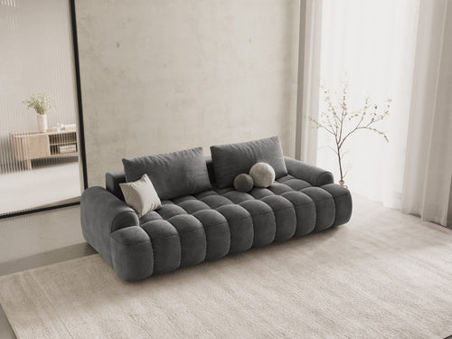 Cosmopolitan Design Slaapbank met opbergdoos Linz 4-zits, flueel grijs - 100x250x84cm