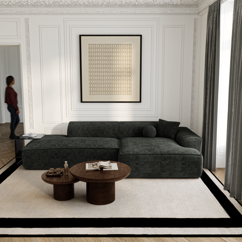 Premium Interiors - Rechthoekige hoekbank HANA - fluweel weefsel donker antraciet 260cm