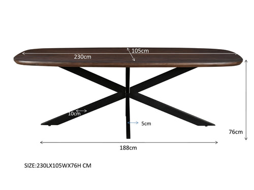 Livingfurn eetkamertafel Jesper Danish Oval - 230 cm - mangohout - bruin - vtwonen shop