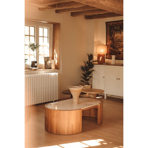 Tikamoon Salontafel in massief teak en marmer - Naturel - vtwonen shop