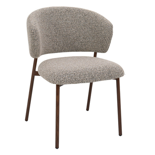 Giga Meubel Eetkamerstoel Feya Taupe/Walnoot - Stof - Japandi - Set van 2