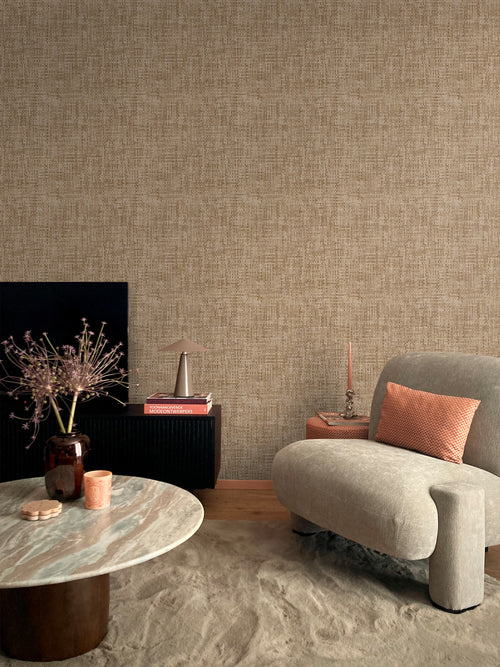 Origin Wallcoverings behang geweven linnenstructuur beige bruin - 50 x 900 cm - 348049