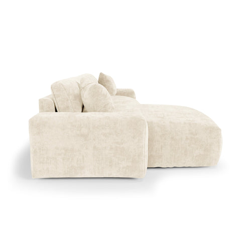 Premium Interiors - Linkerhoekbank CHEER - gewaafd fluweel crème 312cm