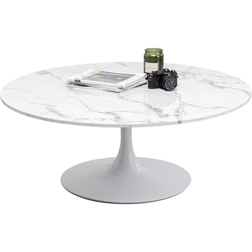 Kare Design Salontafel Schickeria marmerprint wit Ø110cm