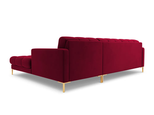 Cosmopolitan Design rechter hoekbank Bali 5-zits, flueel, rood - 185x293x75cm