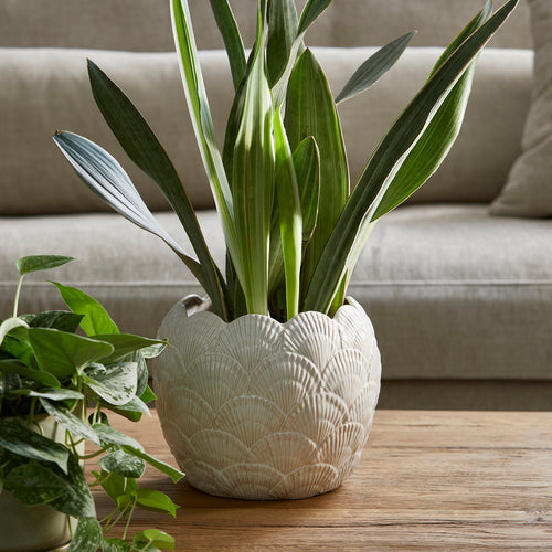 Rivièra Maison Shell Planter - Keramiek - Wit - vtwonen shop