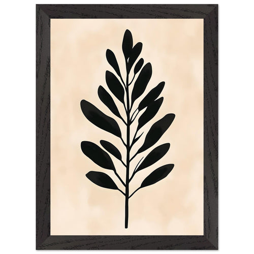 Artfulprints Poster met Lijst Boho – Bold leaf   - A4 21x29.7 cm - beige