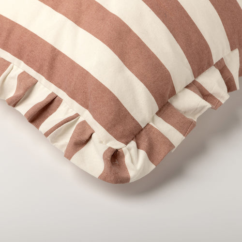 BELLA - sierkussen 45x45 cm - gestreept - ruches - Old Rose - roze