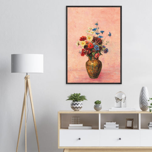 Artfulprints Poster met Lijst Bloemen in vaas 4   - 70x100 cm - Roze