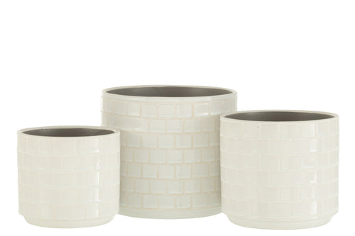 J-Line bloempot Blinkend - keramiek - wit - large - Ø 17 cm - vtwonen shop