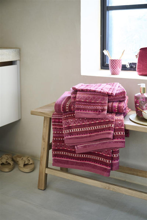 Pip Studio gastendoek Geometric Print - 30x50 cm - donker roze