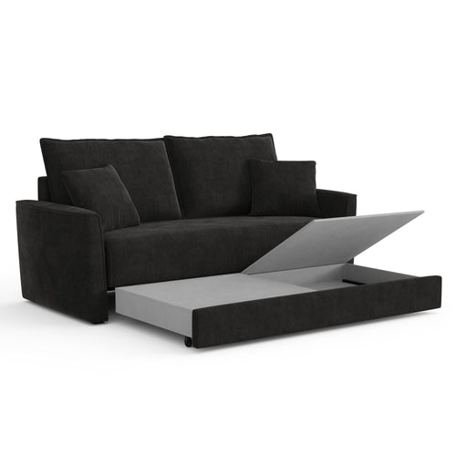 Sia Home - Slaapbank LUXO - zacht aanvoelende geweven stof zwart 180cm